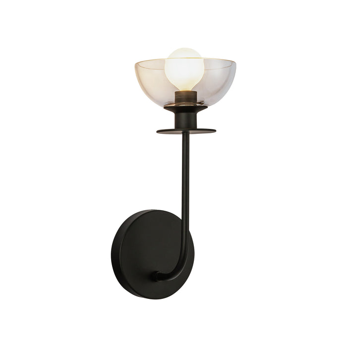 Sylvia One Light Wall Vanity Matte Black/Clear Glass-Sconces-Alora-Lighting Design Store