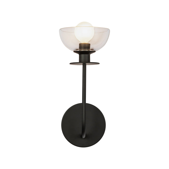 Sylvia One Light Wall Vanity Matte Black/Clear Glass-Sconces-Alora-Lighting Design Store