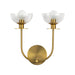 Sylvia Two Light Wall Vanity Brushed Gold/Clear Glass-Sconces-Alora-Lighting Design Store