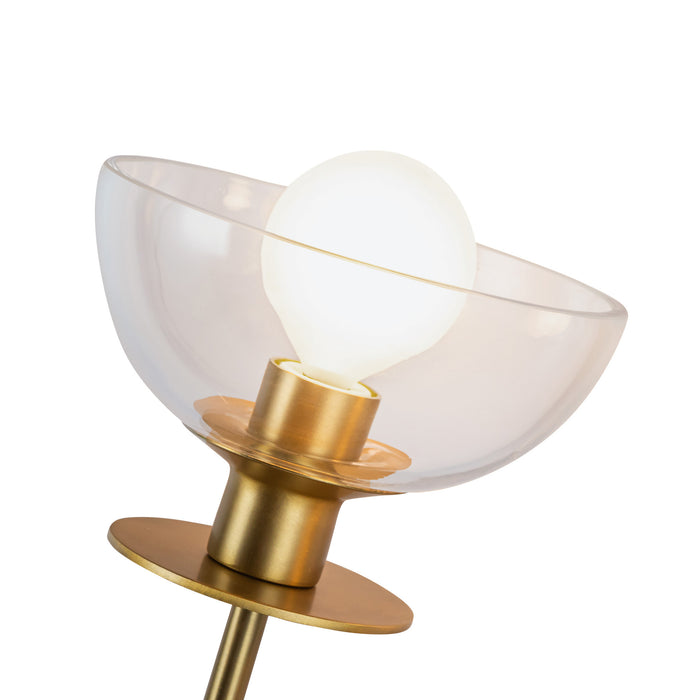 Sylvia Two Light Wall Vanity Brushed Gold/Clear Glass-Sconces-Alora-Lighting Design Store