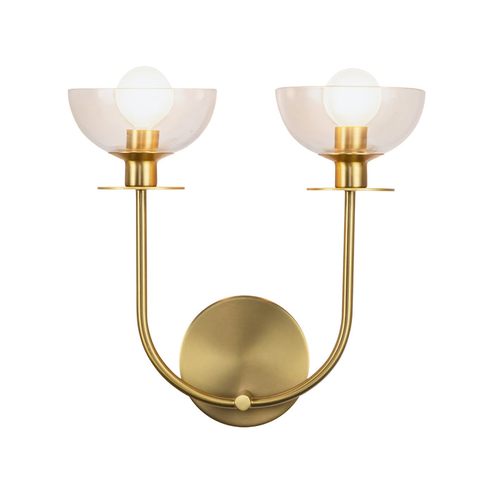 Sylvia Two Light Wall Vanity Brushed Gold/Clear Glass-Sconces-Alora-Lighting Design Store