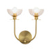 Sylvia Two Light Wall Vanity Brushed Gold/Clear Glass-Sconces-Alora-Lighting Design Store
