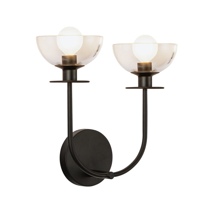 Sylvia Two Light Wall Vanity Matte Black/Clear Glass-Sconces-Alora-Lighting Design Store