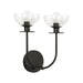 Sylvia Two Light Wall Vanity Matte Black/Clear Glass-Sconces-Alora-Lighting Design Store