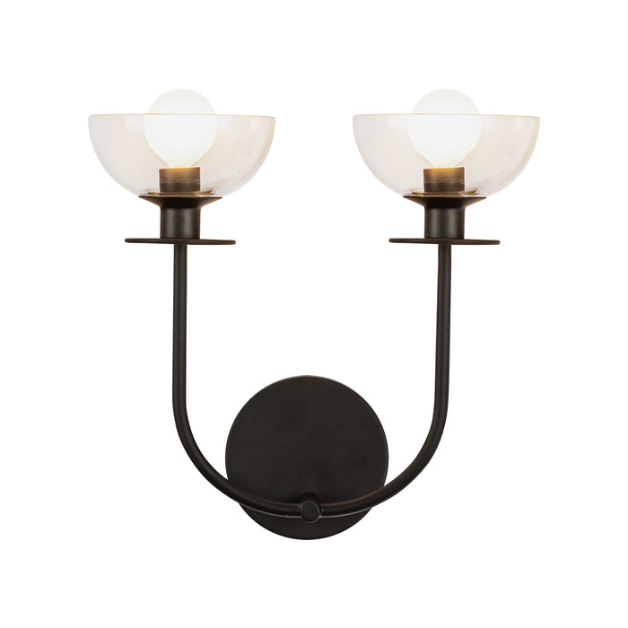 Sylvia Two Light Wall Vanity Matte Black/Clear Glass-Sconces-Alora-Lighting Design Store