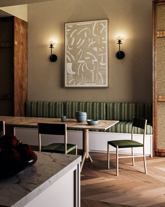 Sylvia One Light Wall Vanity Matte Black/Clear Glass-Sconces-Alora-Lighting Design Store