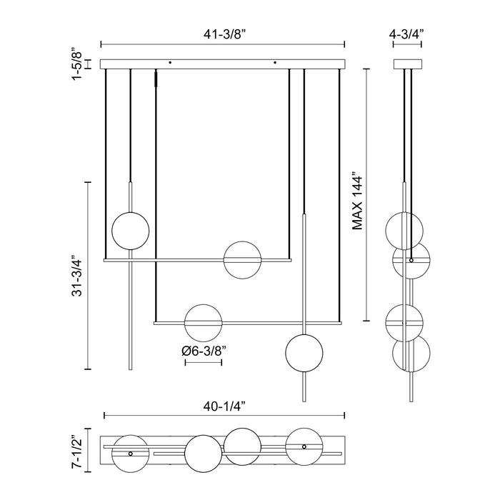 Tagliato LED Linear Pendant Matte Black/Brushed Gold-Linear/Island-Alora-Lighting Design Store