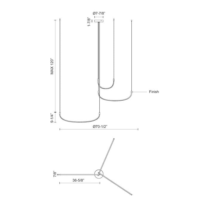 Talis LED Pendant Brushed Gold-Large Chandeliers-Kuzco Lighting-Lighting Design Store