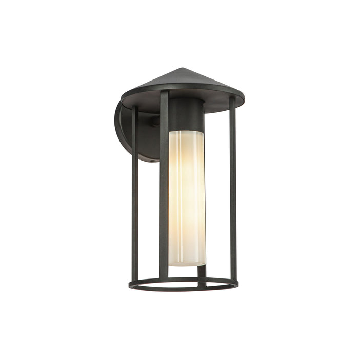 Tenko One Light Exterior Wall Mount Black/Glossy Opal Glass-Exterior-Alora-Lighting Design Store