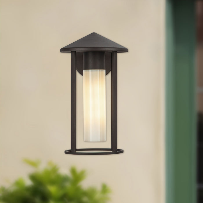 Tenko One Light Exterior Wall Mount Bronze/Glossy Opal Glass-Exterior-Alora-Lighting Design Store