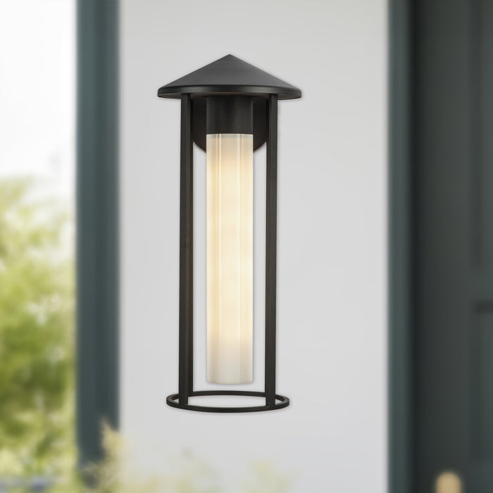 Tenko One Light Exterior Wall Mount Black/Glossy Opal Glass-Exterior-Alora-Lighting Design Store