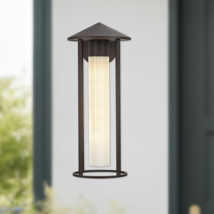 Tenko One Light Exterior Wall Mount Bronze/Glossy Opal Glass-Exterior-Alora-Lighting Design Store