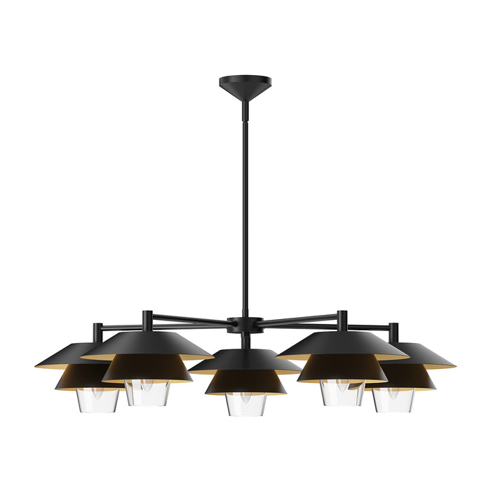 Tetsu Five Light Chandelier Matte Black/Clear Glass-Mid. Chandeliers-Alora-Lighting Design Store