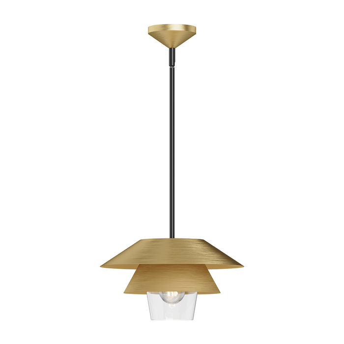Tetsu One Light Pendant Brushed Gold/Clear Glass-Pendants-Alora-Lighting Design Store