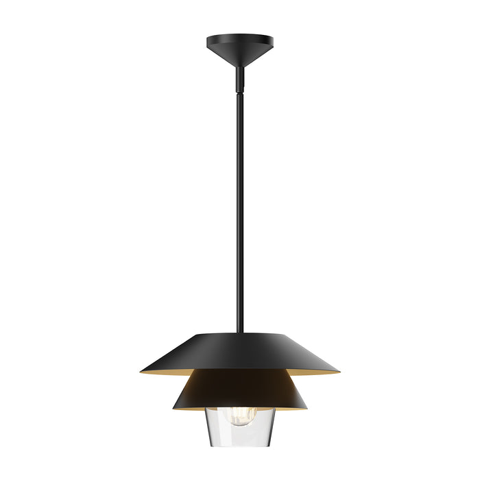 Tetsu One Light Pendant Matte Black/Clear Glass-Pendants-Alora-Lighting Design Store
