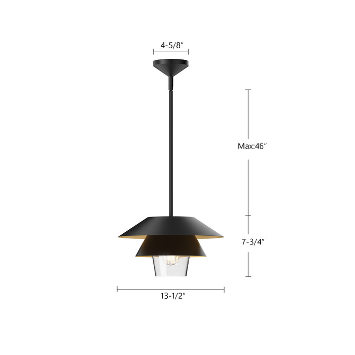 Tetsu One Light Pendant Matte Black/Clear Glass-Pendants-Alora-Lighting Design Store