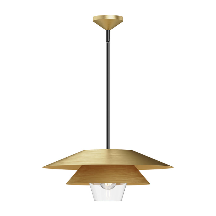 Tetsu One Light Pendant Brushed Gold/Clear Glass-Pendants-Alora-Lighting Design Store
