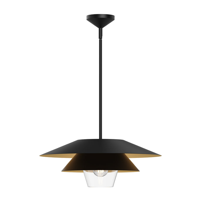 Tetsu One Light Pendant Matte Black/Clear Glass-Pendants-Alora-Lighting Design Store