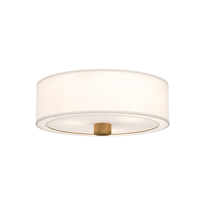 Theo Three Light Flush Mount Aged Gold/White Linen-Flush Mounts-Alora-Lighting Design Store