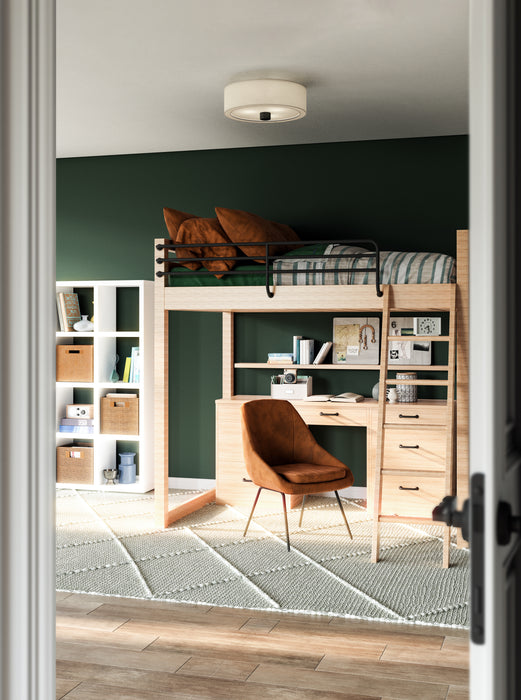 Theo Three Light Flush Mount Aged Gold/White Linen-Flush Mounts-Alora-Lighting Design Store