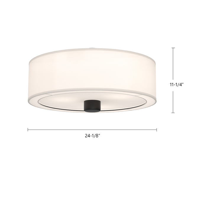 Theo Three Light Flush Mount Matte Black/White Linen-Flush Mounts-Alora-Lighting Design Store