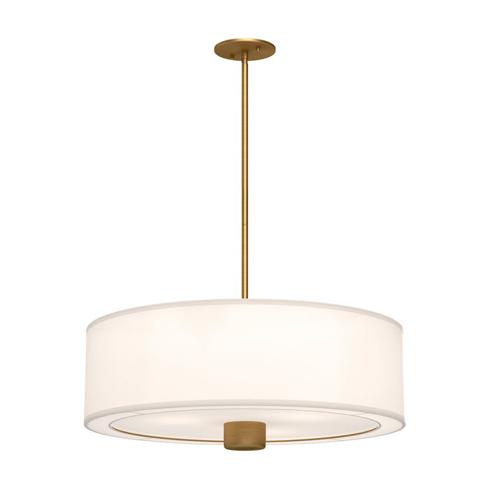 Theo Three Light Pendant Aged Gold/White Linen-Pendants-Alora-Lighting Design Store