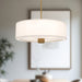 Theo Three Light Pendant Aged Gold/White Linen-Pendants-Alora-Lighting Design Store