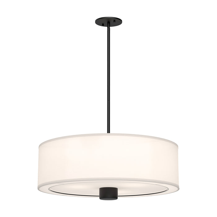 Theo Three Light Pendant Matte Black/White Linen-Pendants-Alora-Lighting Design Store