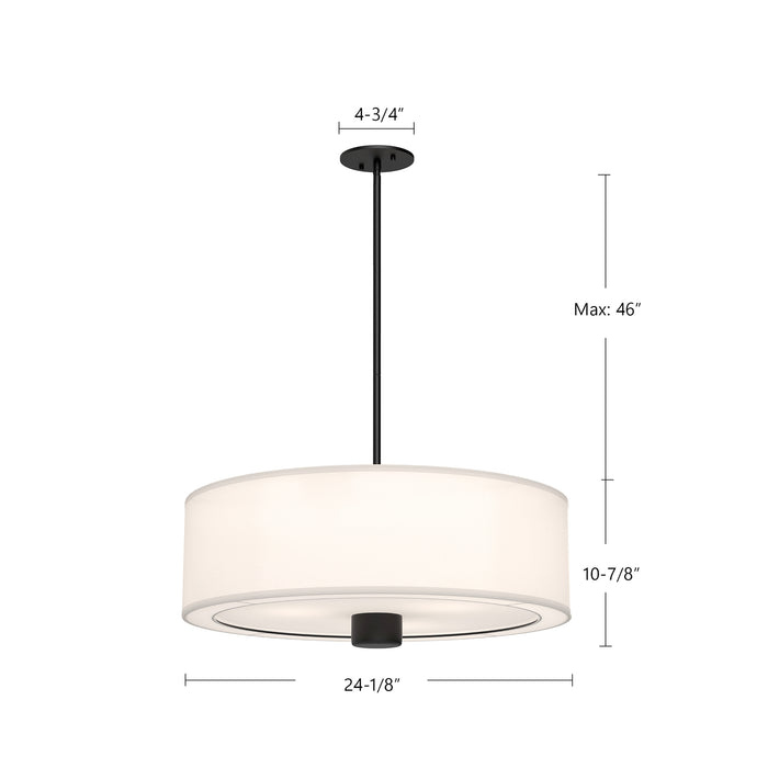 Theo Three Light Pendant Aged Gold/White Linen-Pendants-Alora-Lighting Design Store