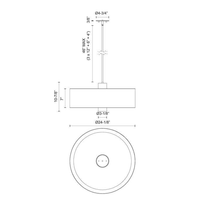 Theo Three Light Pendant Aged Gold/White Linen-Pendants-Alora-Lighting Design Store