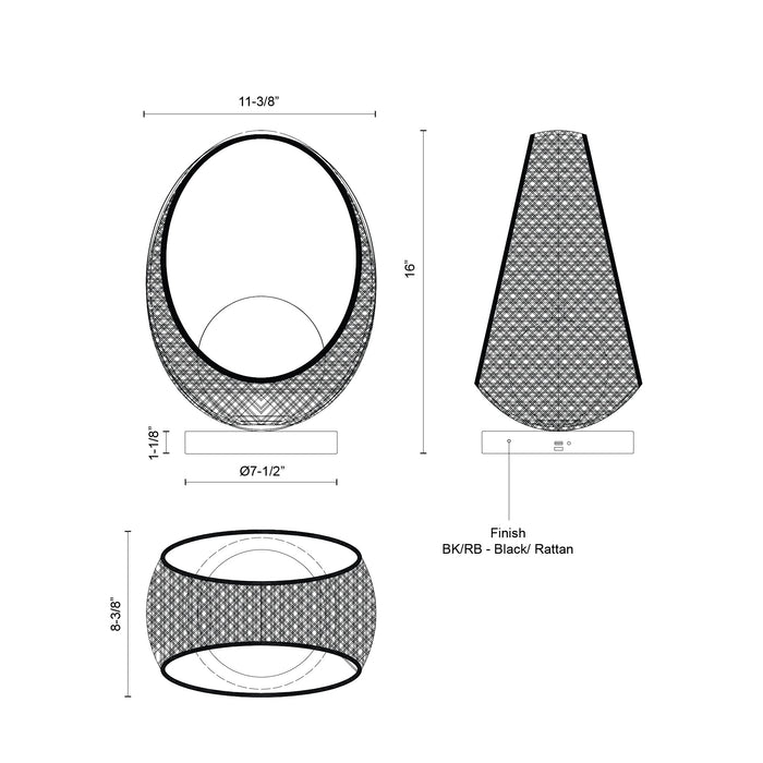 Lanai LED Table Lamp Black/Opal Glass-Lamps-Kuzco Lighting-Lighting Design Store