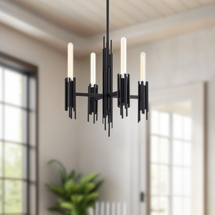 Torres Four Light Chandelier Matte Black-Mid. Chandeliers-Alora-Lighting Design Store