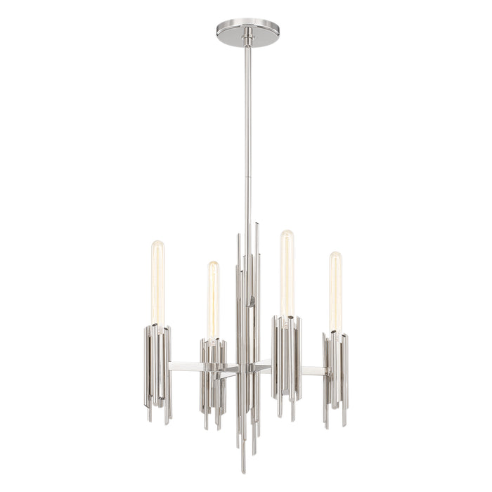 Torres Four Light Chandelier Polished Nickel-Mid. Chandeliers-Alora-Lighting Design Store