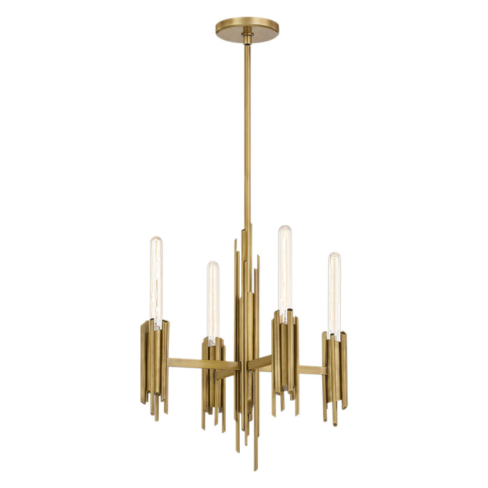 Torres Four Light Chandelier Vintage Brass-Mid. Chandeliers-Alora-Lighting Design Store