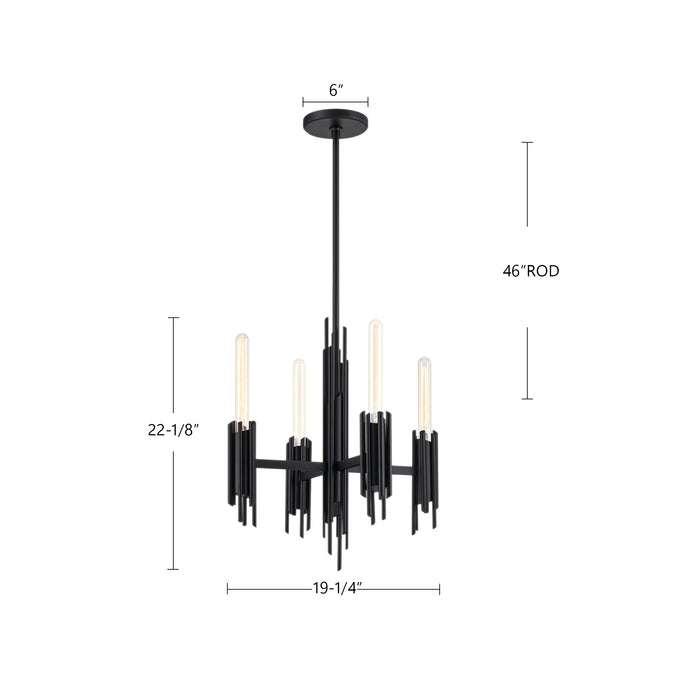 Torres Four Light Chandelier Matte Black-Mid. Chandeliers-Alora-Lighting Design Store
