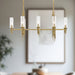 Torres Eight Light Pendant Ribbed Glass/Vintage Brass-Linear/Island-Alora-Lighting Design Store