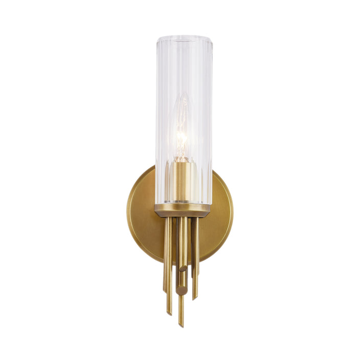 Torres One Light Vanity Ribbed Glass/Vintage Brass-Sconces-Alora-Lighting Design Store