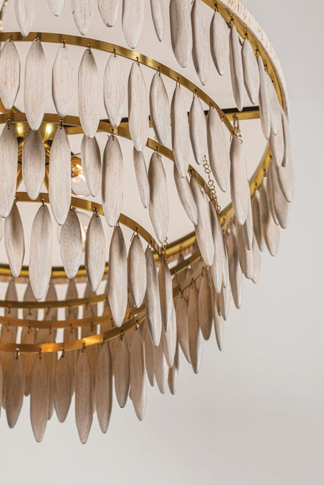 Tiffany Four Light Chandelier Aged Brass/Textured Cream-Mid. Chandeliers-Mitzi-Lighting Design Store