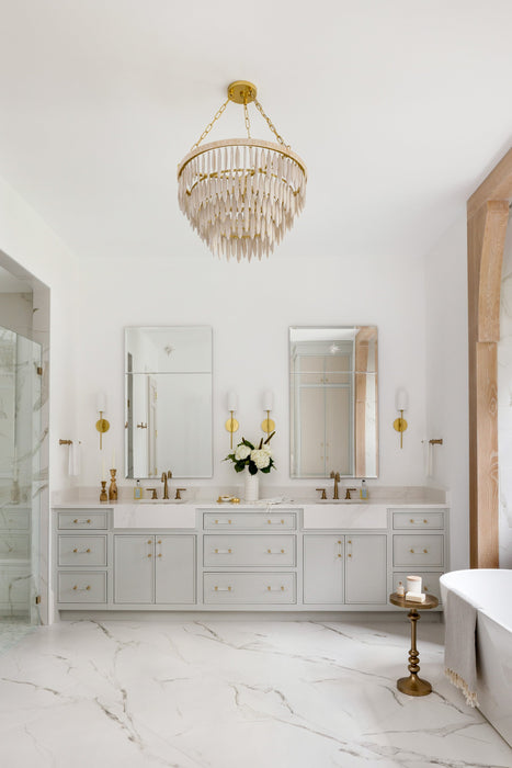 Tiffany Four Light Chandelier Aged Brass/Textured Cream-Mid. Chandeliers-Mitzi-Lighting Design Store