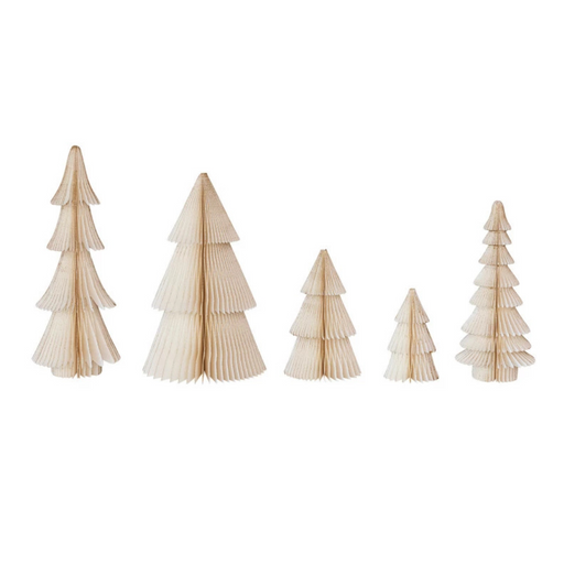 Paper Folding Honeycomb Trees Set of 5 (Cream)-Home Accents-Creative Co-op-Lighting Design Store