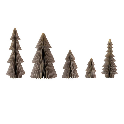 Paper Folding Honeycomb Trees Set of 5 (Grey)-Home Accents-Creative Co-op-Lighting Design Store