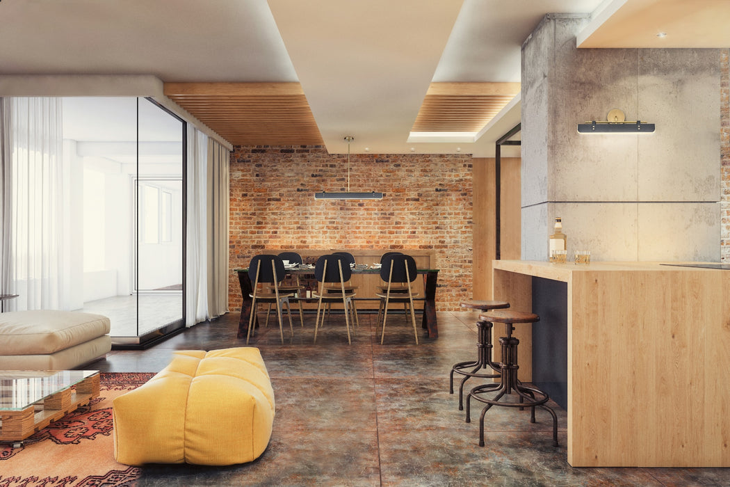 Valise LED Pendant Vintage Brass/Tuxedo Leather-Linear/Island-Alora-Lighting Design Store