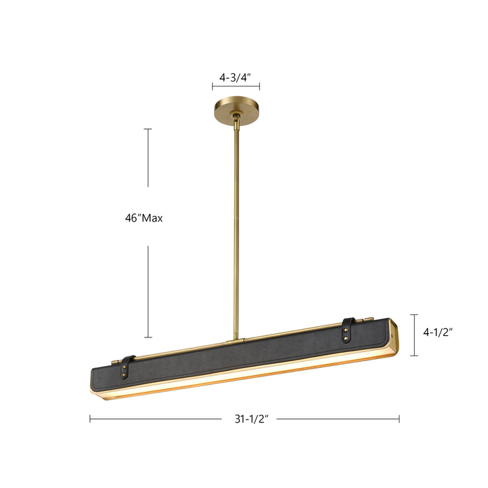 Valise LED Pendant Vintage Brass/Cognac Leather-Linear/Island-Alora-Lighting Design Store