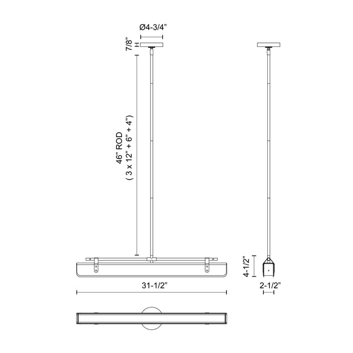Valise LED Pendant Vintage Brass/Tuxedo Leather-Linear/Island-Alora-Lighting Design Store