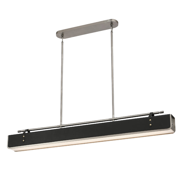 Valise LED Island Pendant Aged Nickel/Tuxedo Leather-Linear/Island-Alora-Lighting Design Store