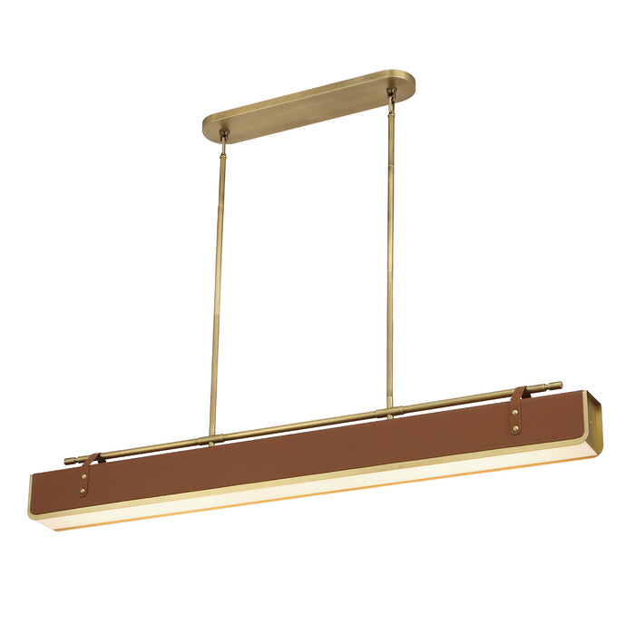 Valise LED Island Pendant Vintage Brass/Cognac Leather-Linear/Island-Alora-Lighting Design Store