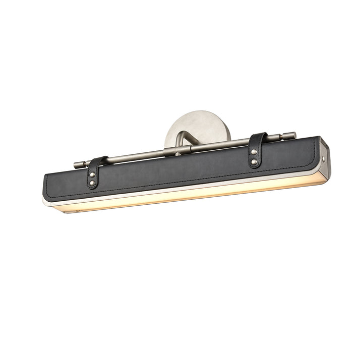 Valise LED Wall Sconce Aged Nickel/Tuxedo Leather-Bathroom Fixtures-Alora-Lighting Design Store