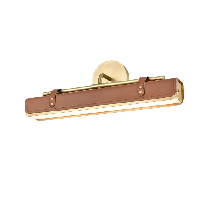 Valise LED Wall Sconce Vintage Brass/Cognac Leather-Bathroom Fixtures-Alora-Lighting Design Store