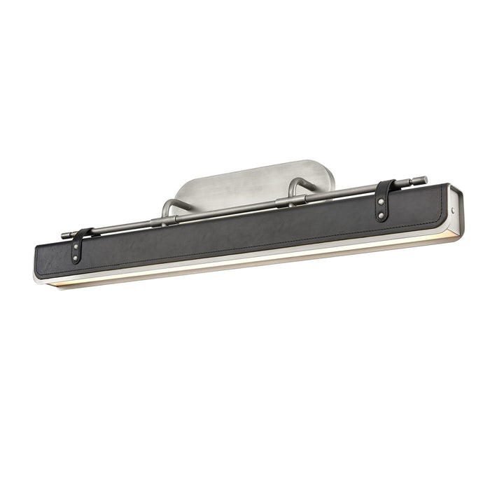 Valise LED Wall Sconce Aged Nickel/Tuxedo Leather-Bathroom Fixtures-Alora-Lighting Design Store