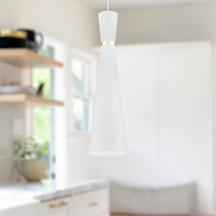 Vanderbilt One Light Pendant White With Gold Detail-Mini Pendants-Kuzco Lighting-Lighting Design Store